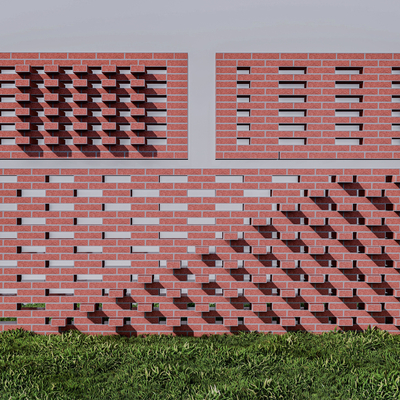 Hollow red brick wall landscape wall