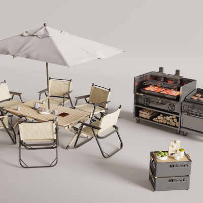 BBQ Oven Outdoor Dining Table and Chair