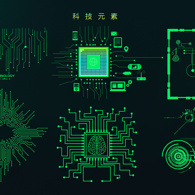 Science and technology elements circuit board CPU chip wall decoration