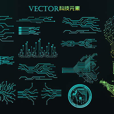 Science and technology elements wall decoration circuit board