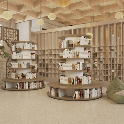 New Chinese-style Book Cafe Library