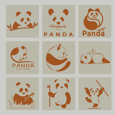 Panda Cartoon Icon Silhouette Wall Sticker