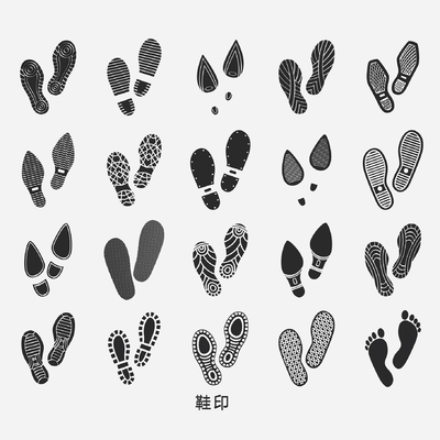 Shoe print sole pattern human footprint silhouette