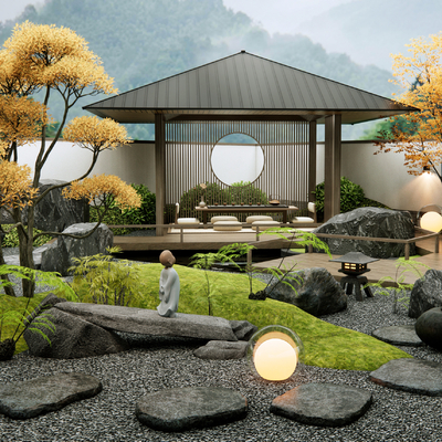 Neo-Chinese Style Dry Landscape Courtyard Garden