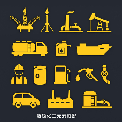 Energy chemical element silhouette oil drilling mining tool Icon