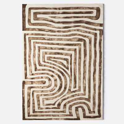 Brown geometric maze carpet