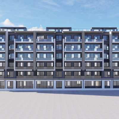 District multi-storey residential large flat building