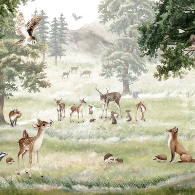 Children Wallpaper Mural Cartoon Forest Animal Wallpaper