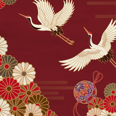 Chinese Decorative Painting Chinese Mural Crane New Chinese Red Decorative Painting