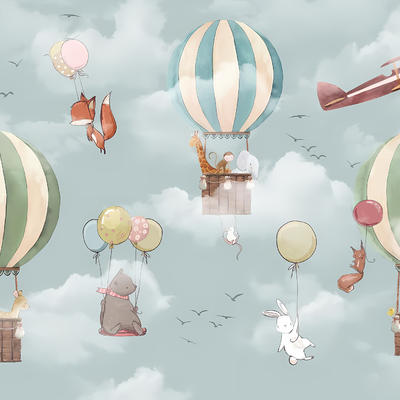 Modern Children Cartoon Sky Wallpaper Mural Children Wallpaper