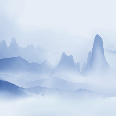 New Chinese blue landscape ink mural wallpaper