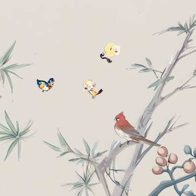 New Chinese flower and bird mural wallpaper