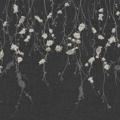 Black Flora Wallpaper