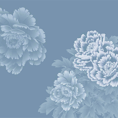 Blue New Chinese Peony Wallpaper