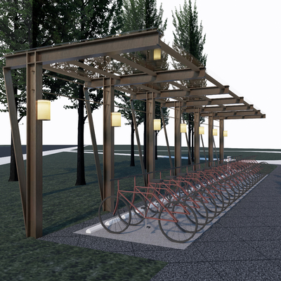 Bicycle parking shed electric car