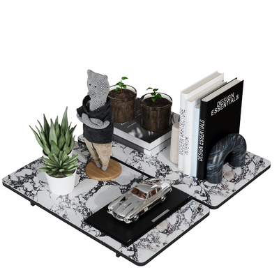 Desktop ornaments books green plants