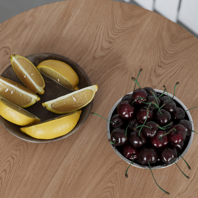 Fruit plate, cherries, grapefruit