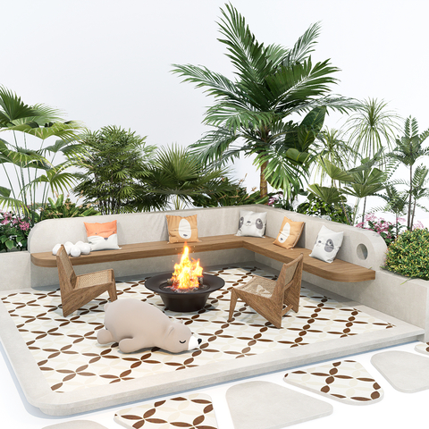 Modern Outdoor Card Seat Patio Sofa