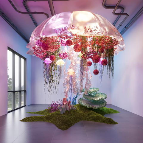 Indoor device landscape jellyfish climbing vine