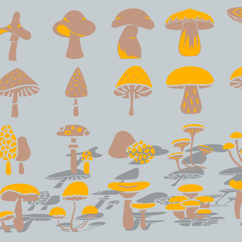 Cartoon mushroom silhouette icon rust board