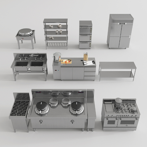 Kitchen equipment, kitchenware, refrigerator, steam box, pool, stove