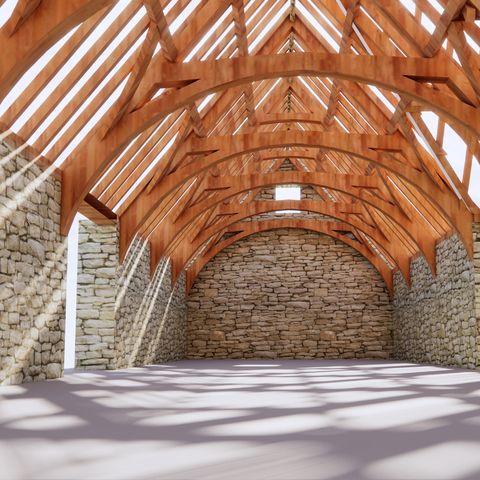 Skeleton of slope roof building