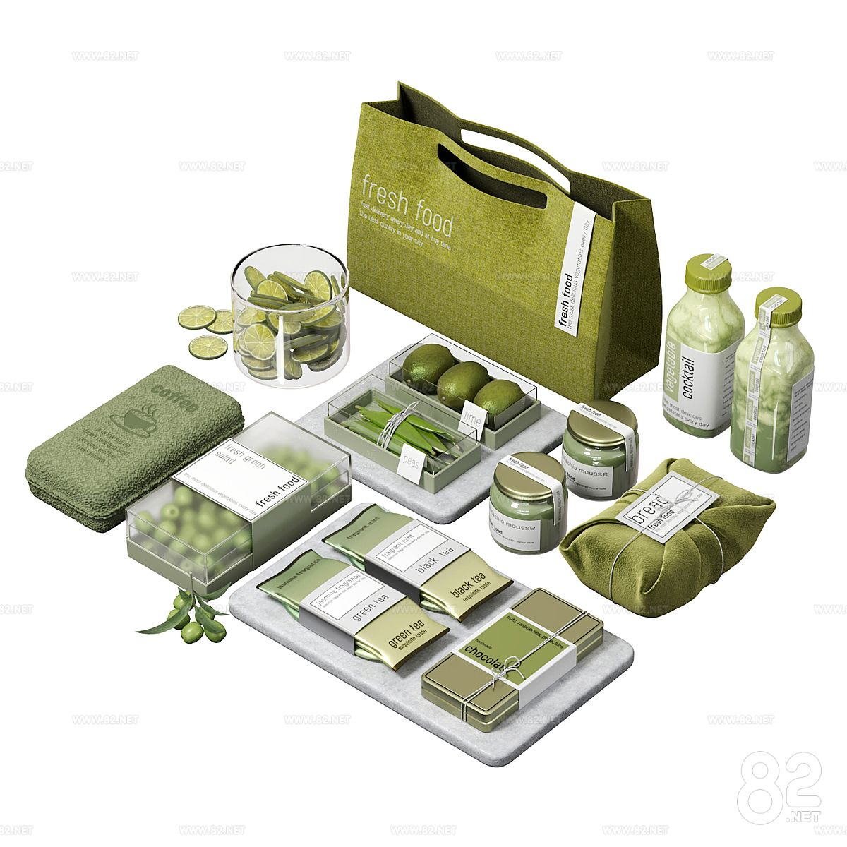 Modern Tea Tea Bag Milk Tea Fruit Food Packaging Ornaments
