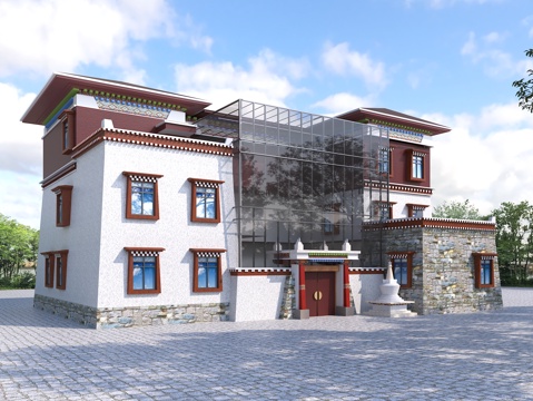 Tibetan Architecture Ethnic Architecture Tibetan Hotel Tibetan Homestay Inn Appearance