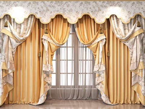 European-style floral pattern curtain curtain head gauze curtain