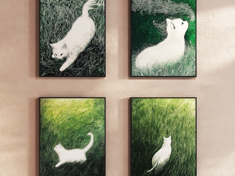 Nordic Cartoon Cat Art Hanging Painting Decorative Painting