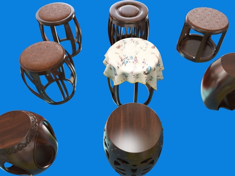 Neo-Chinese Style Stool Low Stool Round Stool