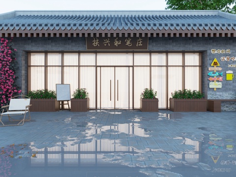 Neo-Chinese Style Door Head Commercial Facade