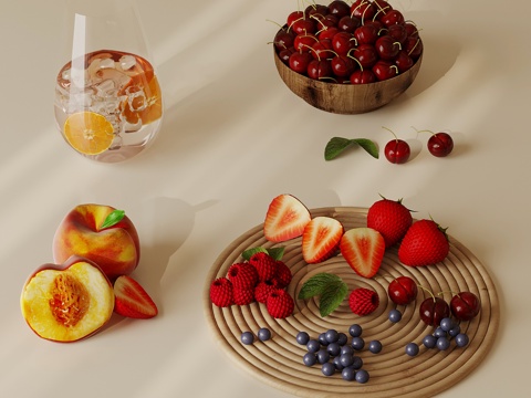 Modern fruit strawberry blueberry cherry water cup