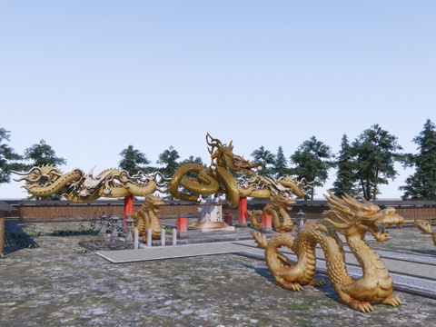 Golden Dragon Sculpture Landscape Sculpture Outdoor Sculpture