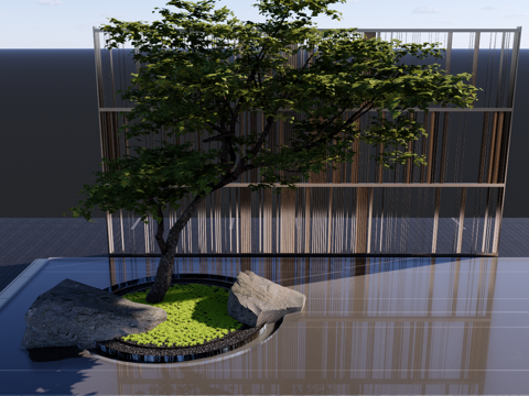 Japanese style Garden Landscape landscaping courtyard sketch