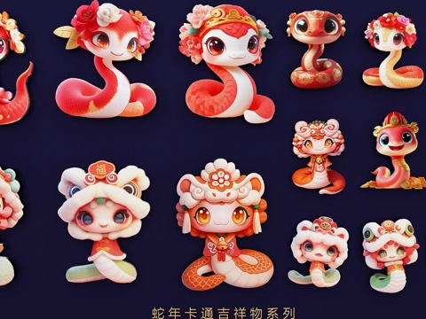 Cartoon Cute Snake Auspicious Festive Year of the Snake Zodiac