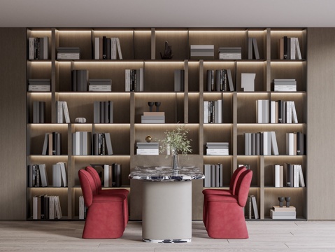 Modern Bookshelf Library Bookshelf Reading Room Tables and Chairs