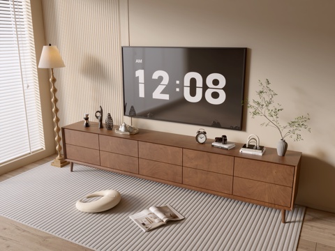 modern wood grain cabinet TV cabinet