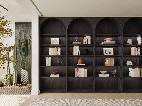 Middle-style full-wall bookcase open bookcase