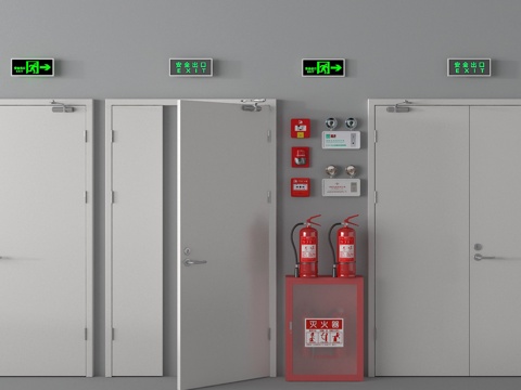 Safety door fire door fire hydrant fire extinguisher emergency lighting