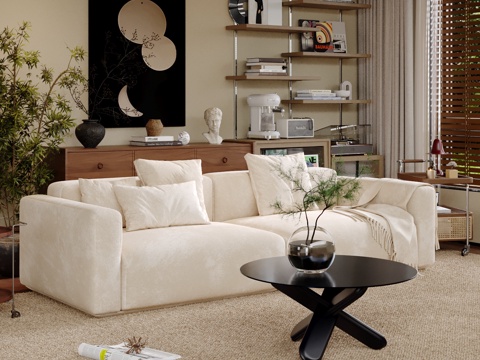 Cream style double sofa