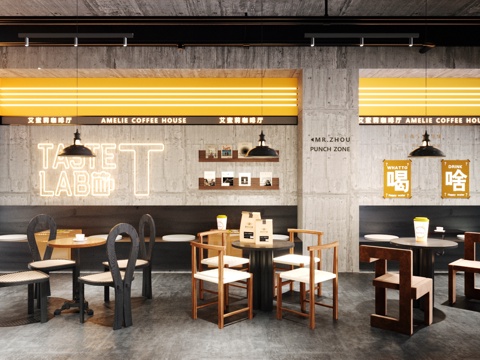 Industrial Style Milk Tea Shop Milk Tea Shop Dining Area