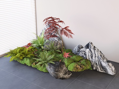 plant green plant plant pile stone rockery landscape