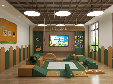 Modern kindergarten classroom activity room