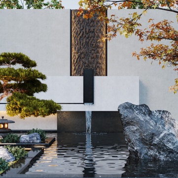 Modern landscape wall stacked water courtyard water feature