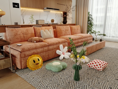 Cream style double sofa