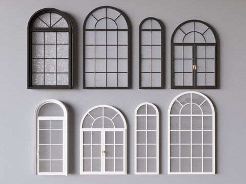 French curved windows casement windows floor-to-ceiling windows