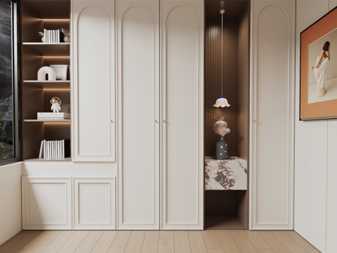 French Bookcase Wardrobe Integrated Cabinet