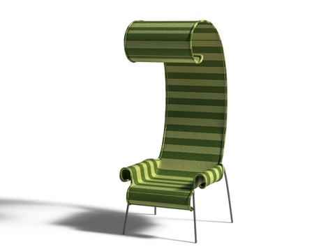 Modern Striped Recliner Outdoor Lounger