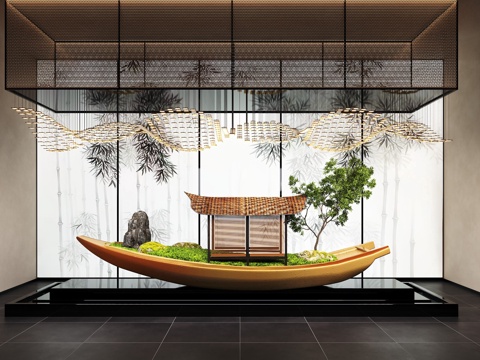 Neo-Chinese Style Indoor Landscape Landscape Device Boat Art Device